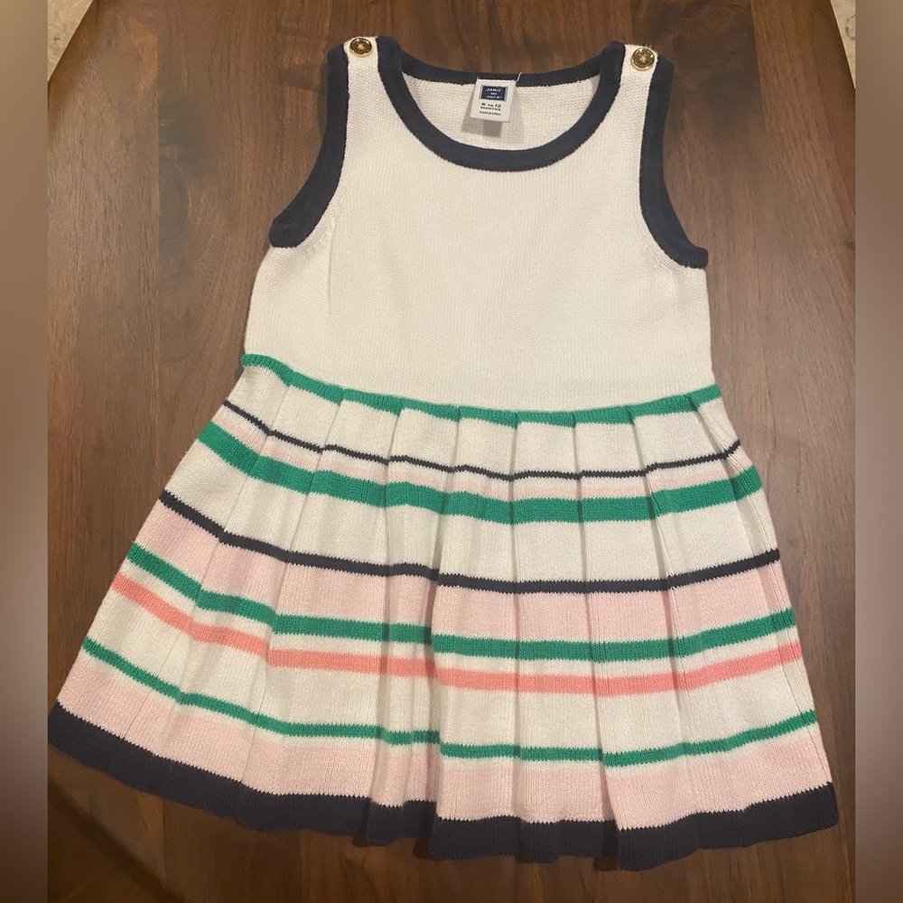 Janie and Jack In The Garden Striped Sweater Dress with Pleats